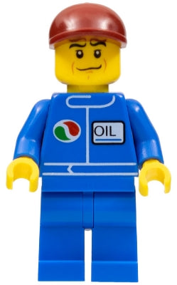 Preowned LEGO® Minifigure – Town oct069 Octan Blue Oil Blue Legs Dark Red Short Bill Cap Cr