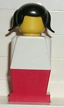 Preowned LEGO® Minifigure – LEGOLAND old026 LEGOLAND White Torso Red Legs Black Pigtails Ha