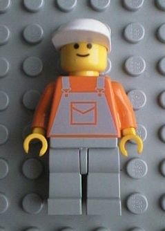 Preowned LEGO® Minifigure – Town ovr023 Overalls Light Gray w/Pocket Light Gray Legs White