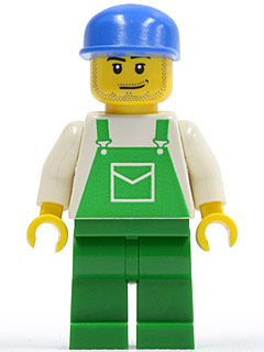 Preowned LEGO® Minifigure – Town ovr037 Overalls Green w/Pocket