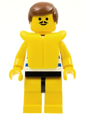 Preowned LEGO® Minifigure – Town par025 Horizontal Blue and Light Green Stripes Yellow Legs