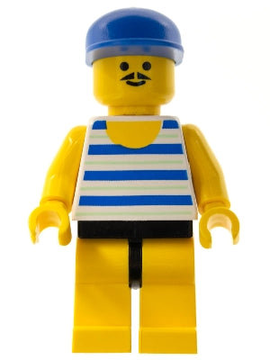 Preowned LEGO® Minifigure – Town par027 Horizontal Blue and Light Green Stripes Yellow Legs
