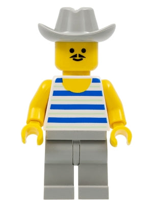 Preowned LEGO® Minifigure – Town par028 Horizontal Blue and Light Green Stripes Light Gray