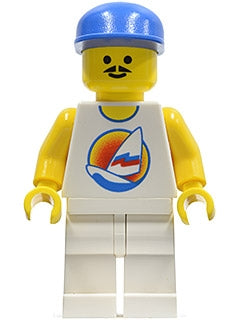 Preowned LEGO® Minifigure – Town par031a Surfboard on Ocean White Legs Blue Cap Vintage Tor