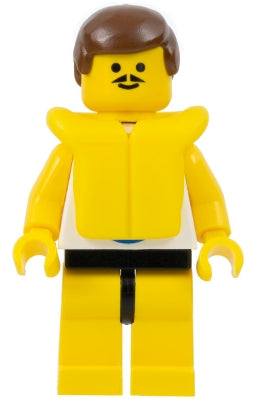 Preowned LEGO® Minifigure – Town par032 Surfboard on Ocean Yellow Legs Brown Male Hair Life