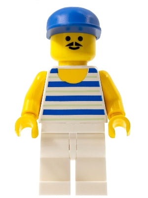 Preowned LEGO® Minifigure – Town par044 Horizontal Blue and Light Green Stripes White Legs