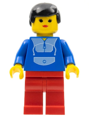 Preowned LEGO® Minifigure – Town par048 Jogging Suit Red Legs Black Male Hair
