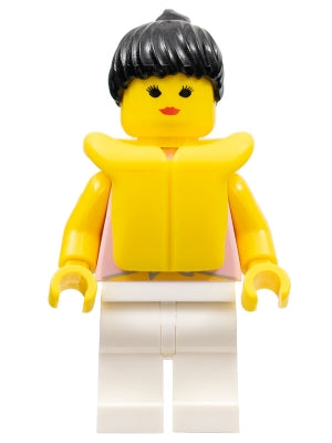Preowned LEGO® Minifigure – Town par053 Blue Flowers White Legs Black Ponytail Hair Life Ja
