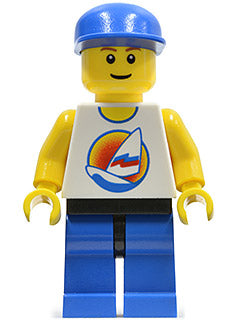 Preowned LEGO® Minifigure – Town par059 Surfboard on Ocean Blue Legs Black Hips Blue Cap