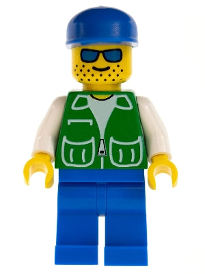 Preowned LEGO® Minifigure – Town pck003 Jacket Green w/2 Large Pockets Blue Legs Blue Cap S