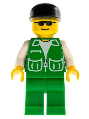 Preowned LEGO® Minifigure – Town pck007 Jacket Green w/2 Large Pockets Green Legs Black Cap