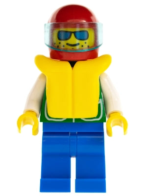 Preowned LEGO® Minifigure – Town pck009 Jacket Green w/2 Large Pockets Blue Legs Sunglasses