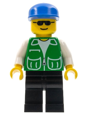 Preowned LEGO® Minifigure – Town pck011 Jacket Green w/2 Large Pockets Black Legs Blue Cap