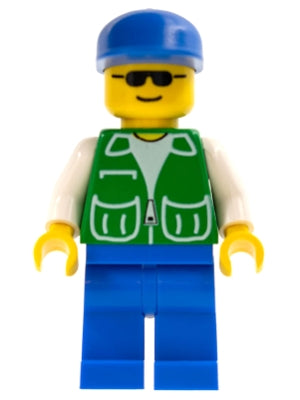 Preowned LEGO® Minifigure – Town pck015 Jacket Green w/2 Large Pockets Blue Legs Blue Cap