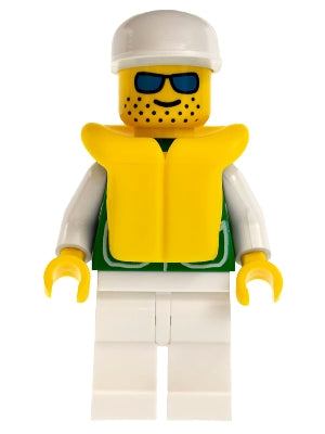 Preowned LEGO® Minifigure – Town pck018 Jacket Green w/2 Large Pockets White Legs White Cap