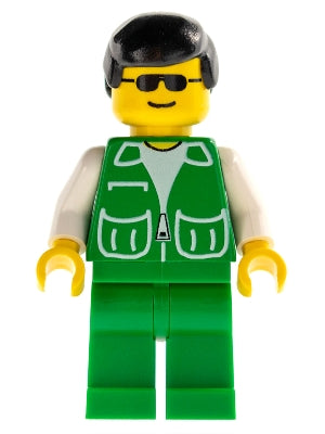 Preowned LEGO® Minifigure – Town pck019 Jacket Green w/2 Large Pockets Green Legs Black Mal