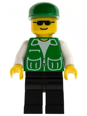Preowned LEGO® Minifigure – Town pck022 Jacket Green w/2 Large Pockets Black Legs Green Cap
