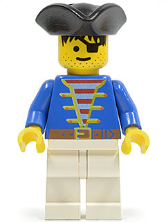 Preowned LEGO® Minifigure – Pirates pi006 Pirate Blue Jacket White Legs Black Pirate Triang