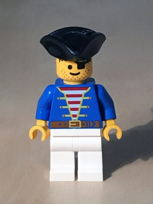 Preowned LEGO® Minifigure – Pirates pi006NEW Pirate Blue Jacket White Legs Black Pirate Tri
