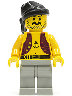 Preowned LEGO® Minifigure – Pirates pi012 Pirate Anchor Shirt Light Gray Legs Black Bandana