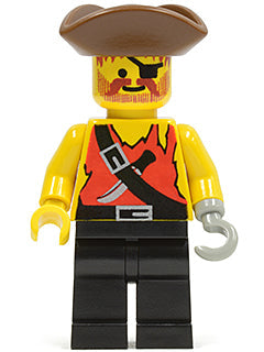 Preowned LEGO® Minifigure – Pirates pi024 Pirate Shirt w/Knife Black Legs Brown Pirate Tria