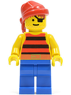 Preowned LEGO® Minifigure – Pirates pi032 Pirate Red/Black Stripes Shirt Blue Legs Red Band