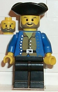 Preowned LEGO® Minifigure – Pirates pi033 Pirate Brown Shirt Black Legs Black Pirate Triang