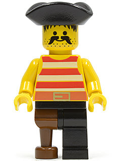 Preowned LEGO® Minifigure – Pirates pi038 Pirate Red/White Stripes Shirt Black Leg w/Peg Le