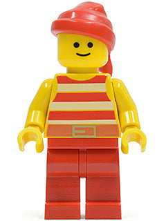 Preowned LEGO® Minifigure – Pirates pi046 Pirate Red/White Stripes Shirt Red Legs Red Banda