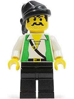 Preowned LEGO® Minifigure – Pirates pi047 Pirate Green Vest Black Legs Black Bandana