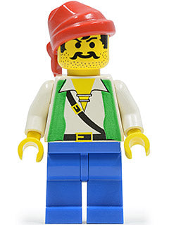 Preowned LEGO® Minifigure – Pirates pi052 Pirate Green Vest Blue Legs Red Bandana