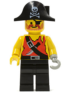 Preowned LEGO® Minifigure – Pirates pi078 Pirate Shirt w/Knife Black Legs Black Pirate Hat