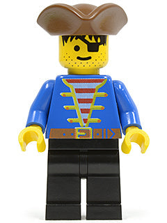 Preowned LEGO® Minifigure – Pirates pi080 Pirate Blue Jacket Black Legs Brown Pirate Triang