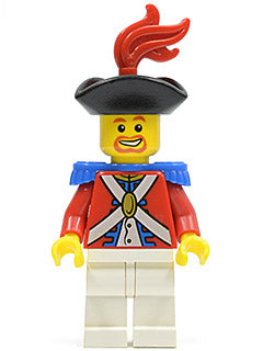 Preowned LEGO® Minifigure – Pirates pi089 Imperial Soldier II Officer w/Red Plume Brown Bea