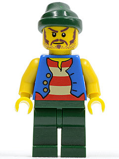Preowned LEGO® Minifigure – Pirates pi099 Pirate Blue Vest Dark Green Legs Dark Green Banda