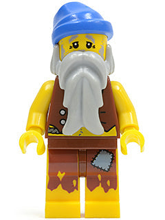 Preowned LEGO® Minifigure – Pirates pi100 Pirate Vest and Anchor Tattoo Gray Beard Blue Ban