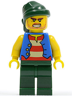Preowned LEGO® Minifigure – Pirates pi115 Pirate Blue Vest Dark Green Legs Dark Green Banda