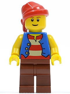Preowned LEGO® Minifigure – Pirates pi137b Pirate Blue Vest Reddish Brown Legs Red Bandana