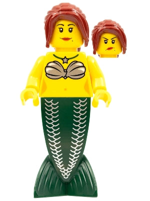 Preowned LEGO® Minifigure – Pirates pi139 Mermaid Dark Red Hair Ponytail Long w/Side Bangs