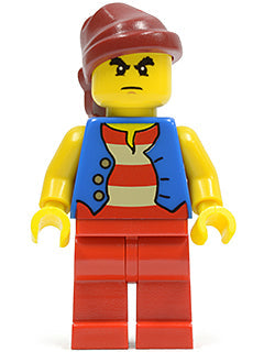 Preowned LEGO® Minifigure – Pirates pi145 Pirate Blue Vest Red Legs Dark Red Bandana Bushy