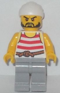 Preowned LEGO® Minifigure – Pirates pi160 Pirate 2 Red and White Stripes Light Bluish Gray