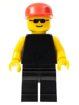 Preowned LEGO® Minifigure – Town pln005 Plain Black Torso w/Yellow Arms Black Legs Sunglass