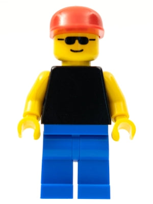 Preowned LEGO® Minifigure – Town pln014 Plain Black Torso w/Yellow Arms Blue Legs Sunglasse