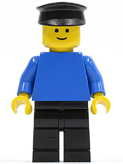 Preowned LEGO® Minifigure – Town pln015 Plain Blue Torso w/Blue Arms Black Legs Black Hat