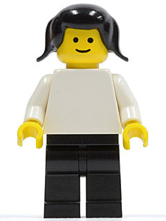 Preowned LEGO® Minifigure – Town pln019 Plain White Torso w/White Arms Black Legs Black Pig