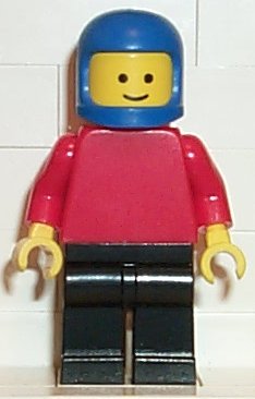 LEGO® Minifigure Town pln025 Plain Red Torso w/Red Arms Black Legs Blue Classic
