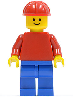 LEGO® Minifigure Town pln026 Plain Red Torso w/Red Arms Blue Legs Red Constructi