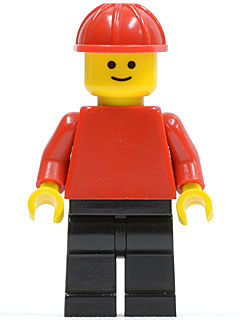 Preowned LEGO® Minifigure – Town pln033 Plain Red Torso w/Red Arms Black Legs Red Construct