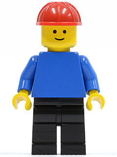 Preowned LEGO® Minifigure – Town pln037 Plain Blue Torso w/Blue Arms Black Legs Red Constru