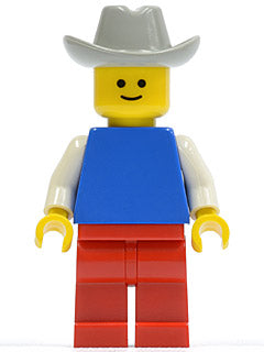 Preowned LEGO® Minifigure – Town pln039 Plain Blue Torso w/White Arms Red Legs Light Gray C